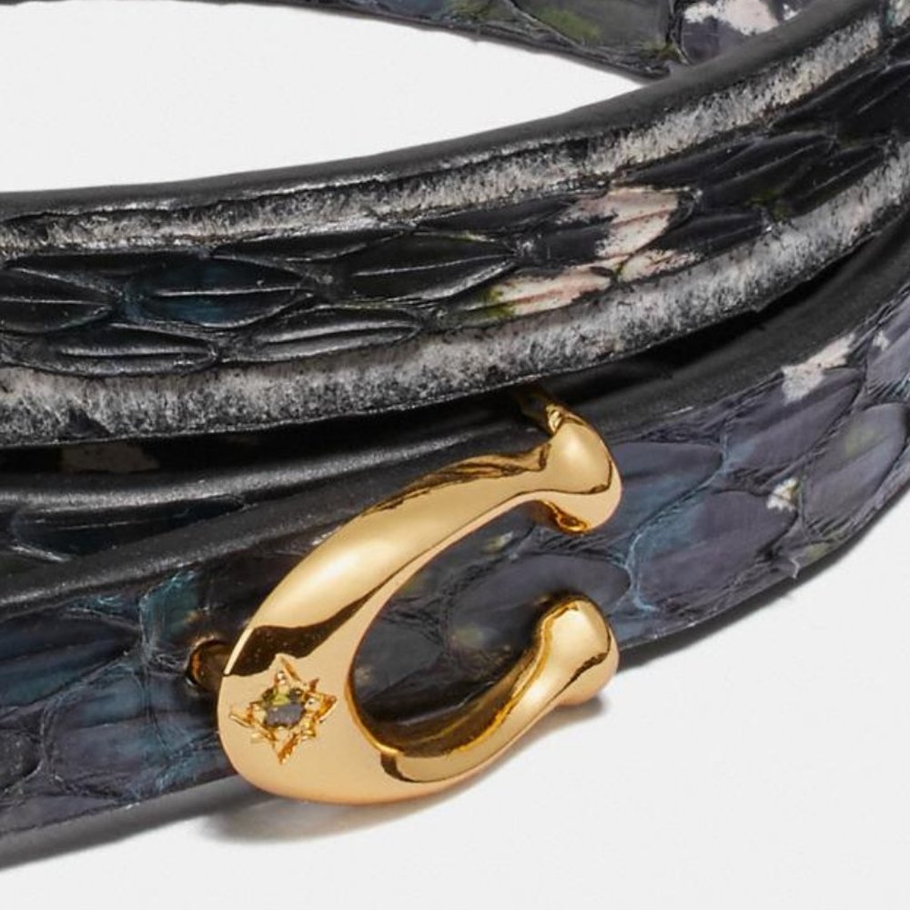 COACH NWT SIGNATURE Triple Wrap Leather Bracelet Snake - Picture 2 of 3